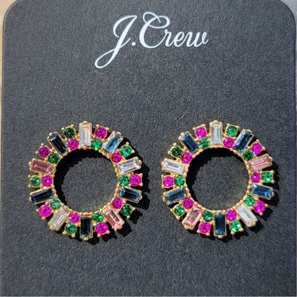 J. Crew Jewelry - J. Crew Vibrant Crystal Circle Earrings
